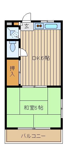 福島荘1(1DK/2階)の間取り写真