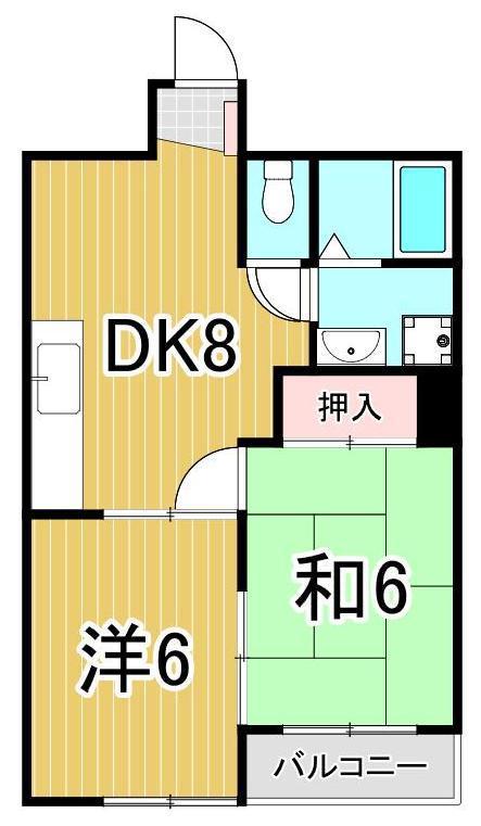 SILVALEX TAKENOTSUKA(2DK/4階)の間取り写真