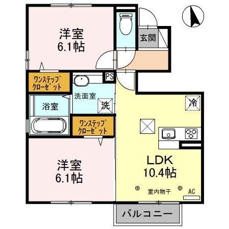 グランコート C(2LDK/1階)の間取り写真