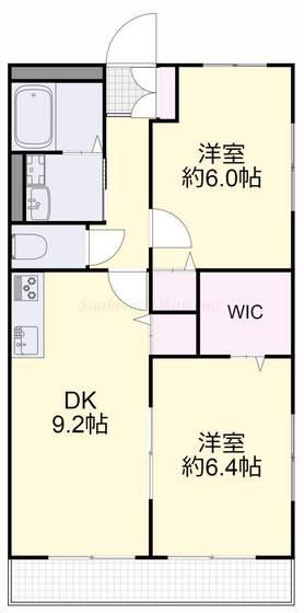 マンション白壁(2DK/2階)の間取り写真
