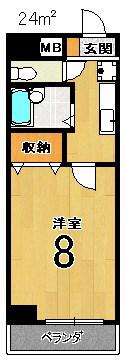 カーサクレール(1K/6階)の間取り写真