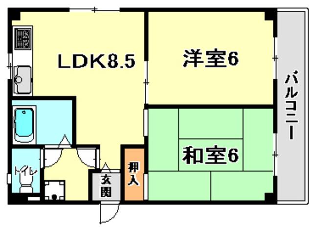ファミール兵庫(2LDK/3階)の間取り写真