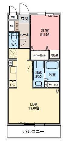 レジデンスガーデン(1LDK/1階)の間取り写真