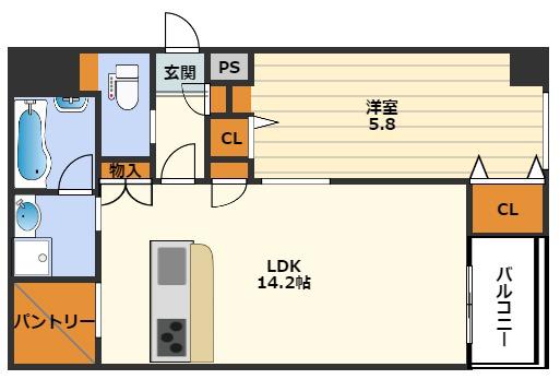 フローラ梅田東(1LDK/1階)の間取り写真
