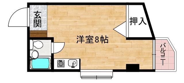 カナディアンII赤大路(1K/2階)の間取り写真