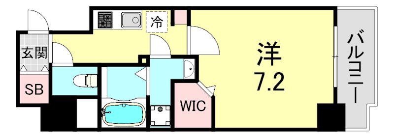 LA DOUCEUR谷町(1K/14階)の間取り写真