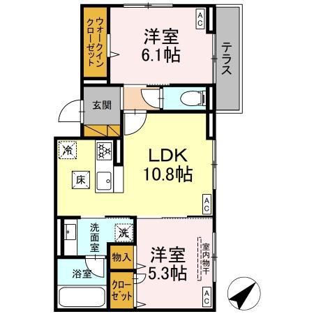 DーLOTUS(2LDK/1階)の間取り写真