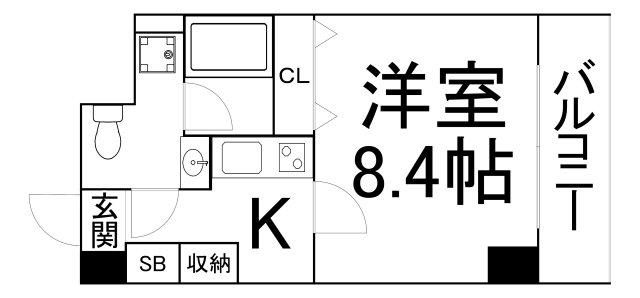 モンサンミッシェル北浜(1K/11階)の間取り写真