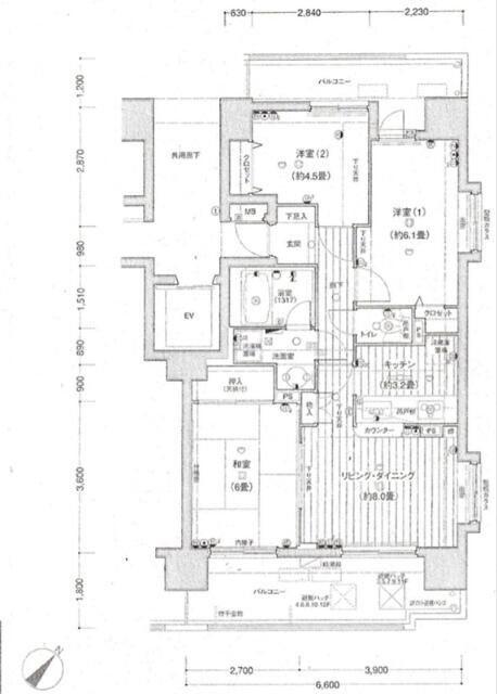 フォリア浅草(3LDK/2階)の間取り写真