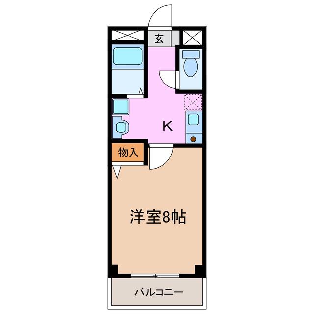 セレニール和合II(1K/2階)の間取り写真