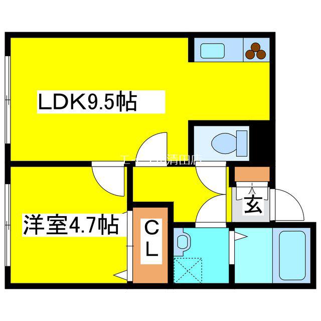 清田レモンハイツI(1LDK/3階)の間取り写真