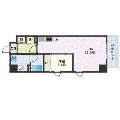 ルネッサンス21久留米六ツ門(1LDK/2階)の間取り写真