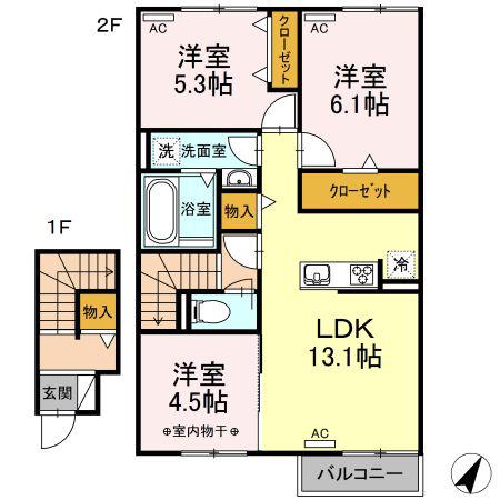 ア・ラ・メゾン(3LDK/2階)の間取り写真