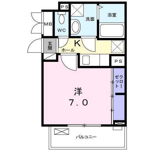 アルカンシエル イースト(1K/2階)の間取り写真