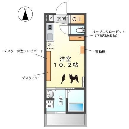 ウエストウイングV(ワンルーム/2階)の間取り写真