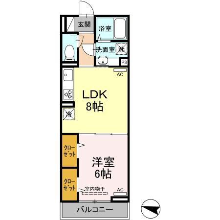 エクセリア上鷺宮II(1LDK/1階)の間取り写真