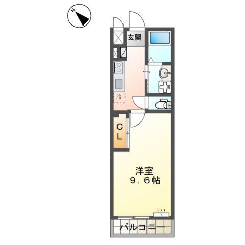 阿見町岡崎アパート(1K/2階)の間取り写真