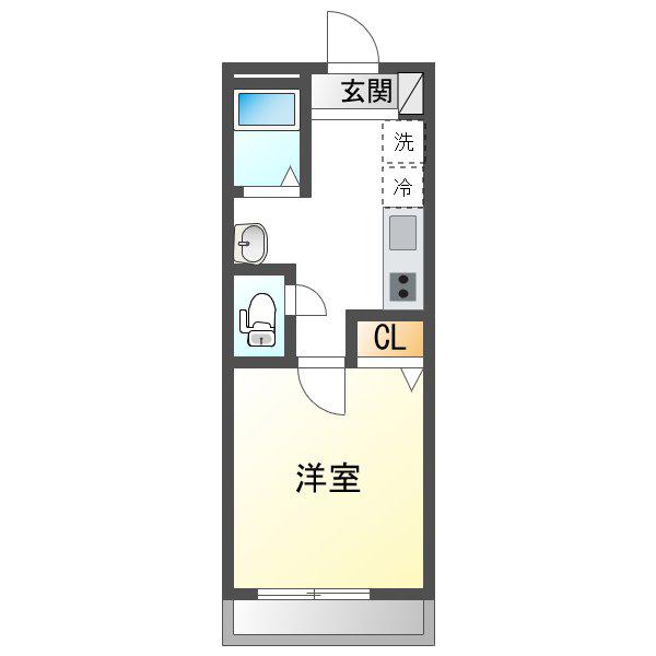 チェリーハイツ(1K/3階)の間取り写真
