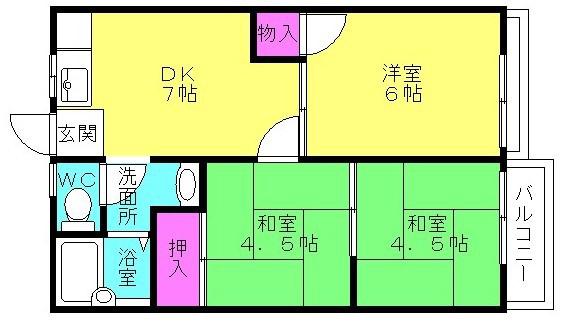 レピュート(3DK/1階)の間取り写真