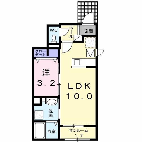 グランディール レレーユ(1LDK/1階)の間取り写真