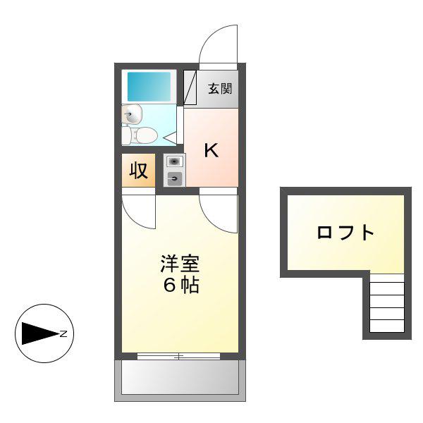 ハイツ鍵屋西町 西棟(1K/1階)の間取り写真