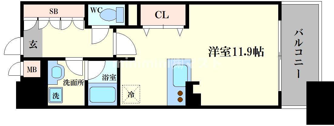 KAISEI江戸堀(1K/11階)の間取り写真