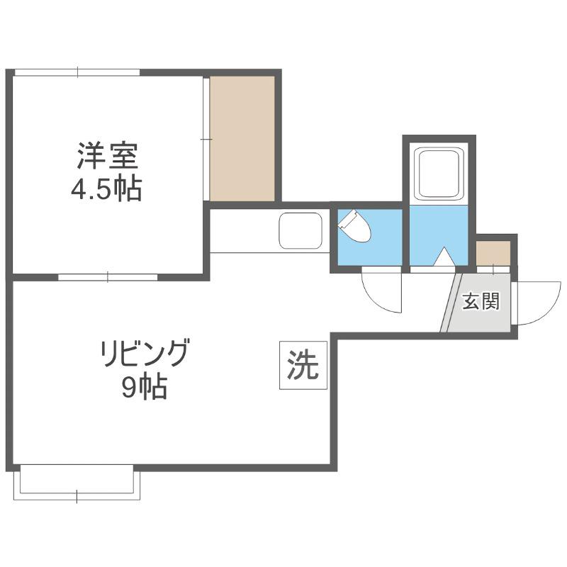 ロータスハイツ月寒(1LDK/2階)の間取り写真