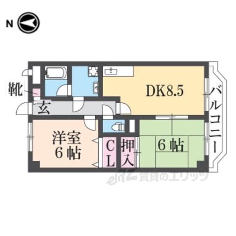 パルティグ(2DK/4階)の間取り写真