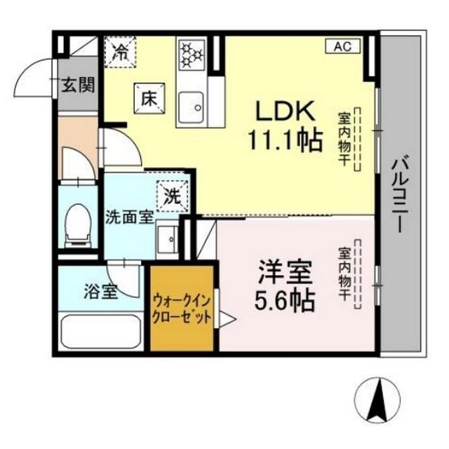 D CREST 若松町(1LDK/1階)の間取り写真