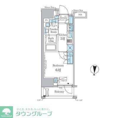 パークアクシス錦糸町レジデンス(1K/5階)の間取り写真