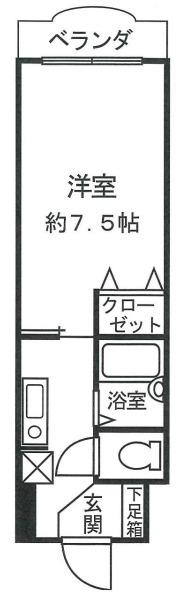 ヴィアナ阿倍野(1K/4階)の間取り写真