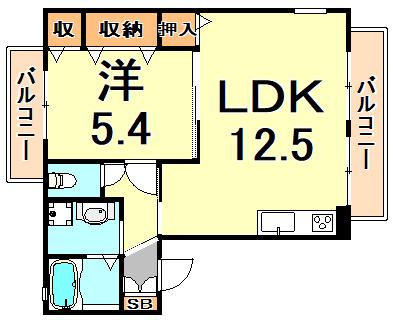 ディアス住吉(1LDK/2階)の間取り写真