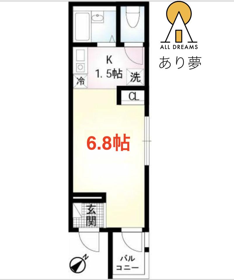 エルム生麦 A棟(1K/3階)の間取り写真
