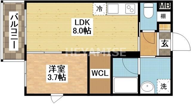 MODERN PALAZZO出雲(1LDK/3階)の間取り写真