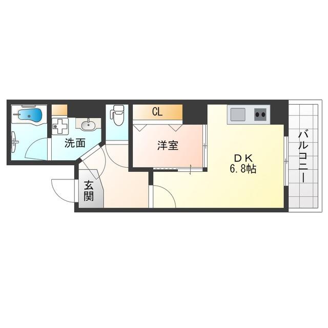 レクシア九条DUO(1DK/8階)の間取り写真