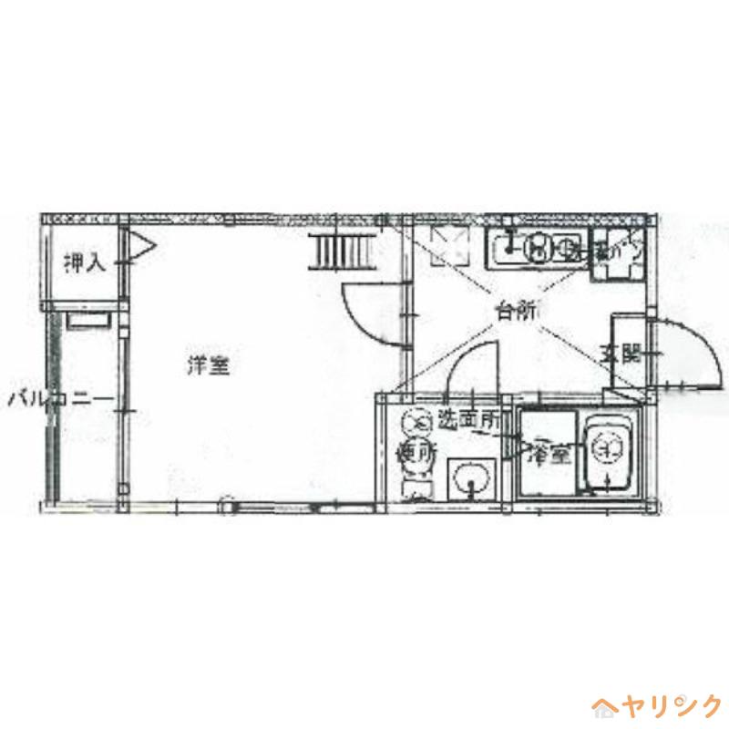 フォービエン川西(1K/1階)の間取り写真