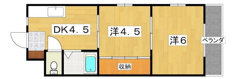 栄光サンプラザII(2K/2階)の間取り写真