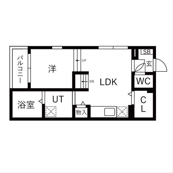 サンフラット(1LDK/1階)の間取り写真