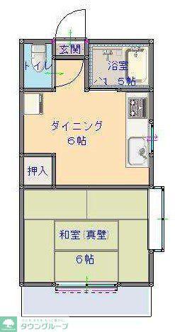 コーポ南入曽(1DK/1階)の間取り写真