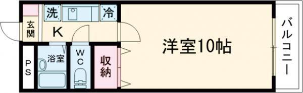 カントリーハウス(1K/2階)の間取り写真