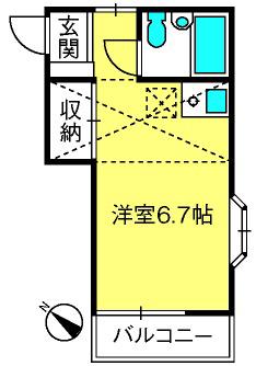 ジュネス有栖川(ワンルーム/1階)の間取り写真
