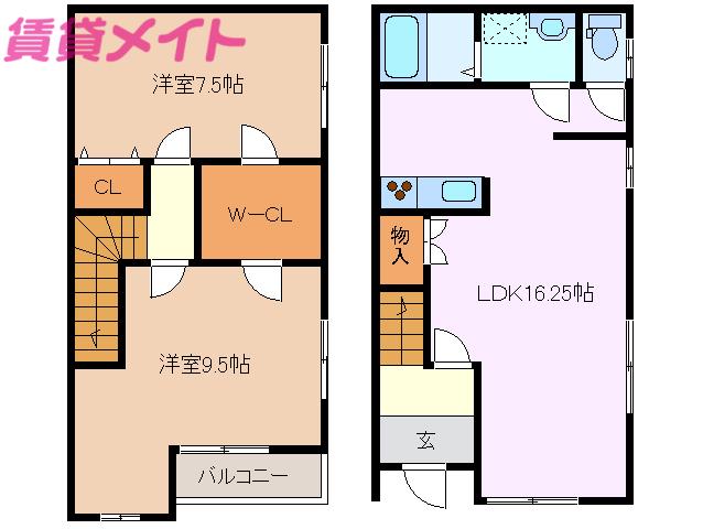 ファビージョージアン・イースト(2LDK/1階)の間取り写真