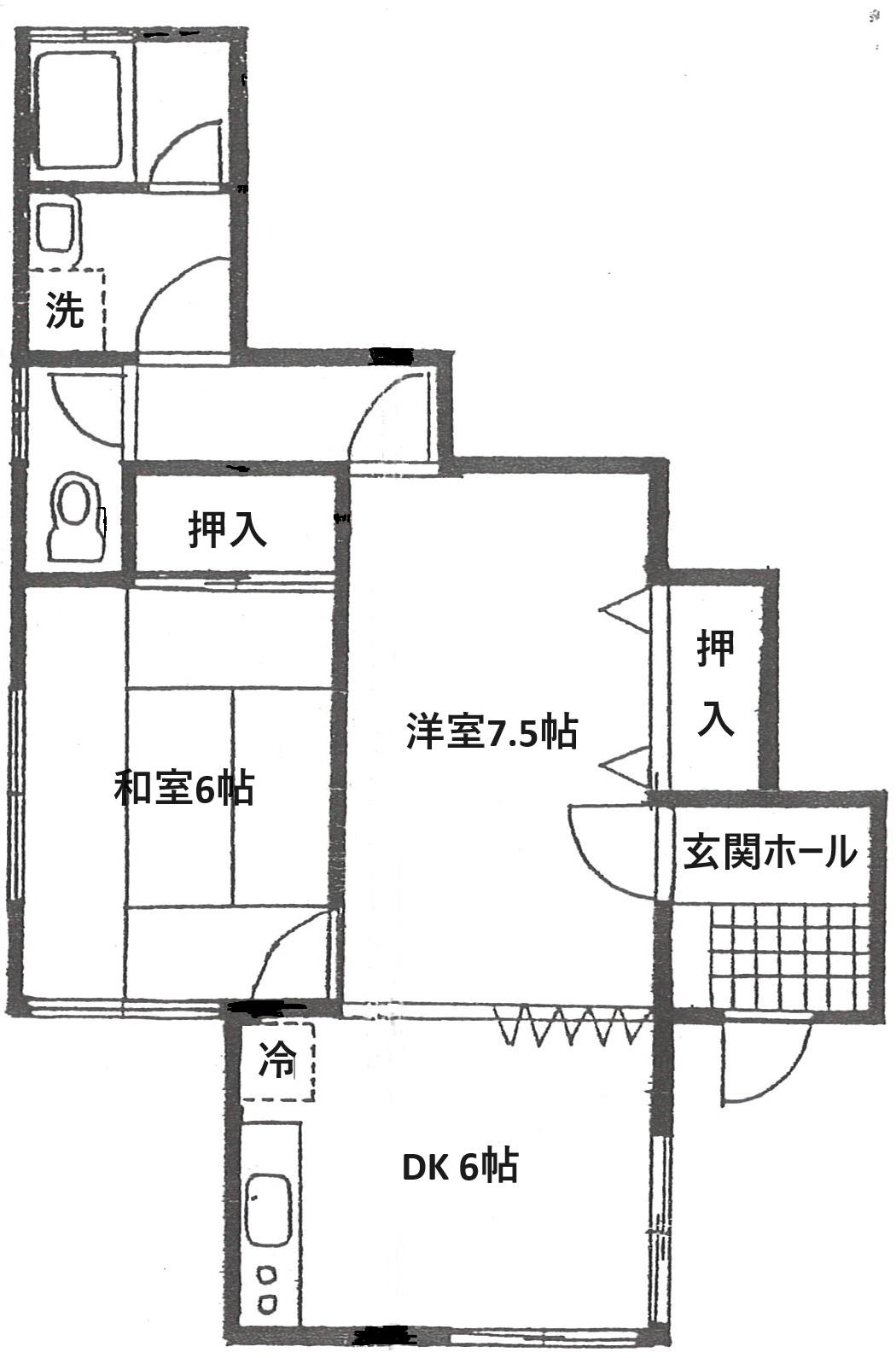 中川ハイツ(2DK/1階)の間取り写真