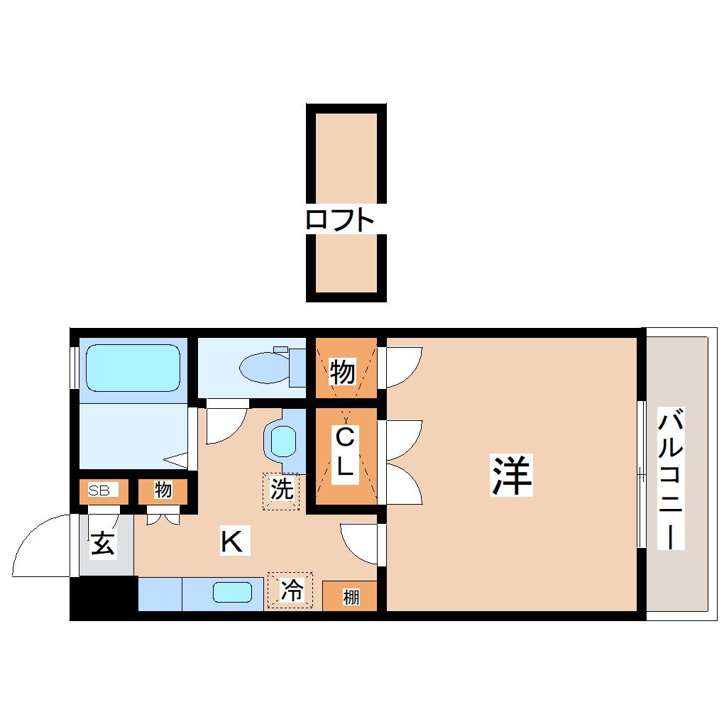 ティエラM I(1K/2階)の間取り写真