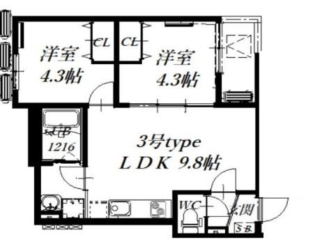 D PORTA RAFFINATO(2LDK/2階)の間取り写真