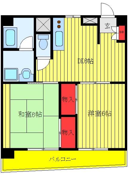 ウインテラス(2DK/2階)の間取り写真