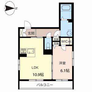 シャーメゾン花咲(1LDK/2階)の間取り写真