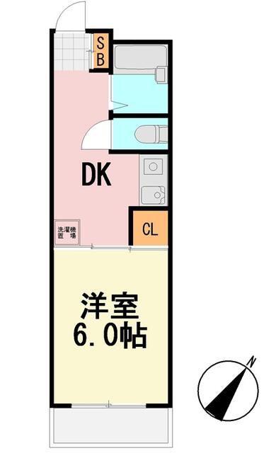 梨苑マンション(1DK/3階)の間取り写真