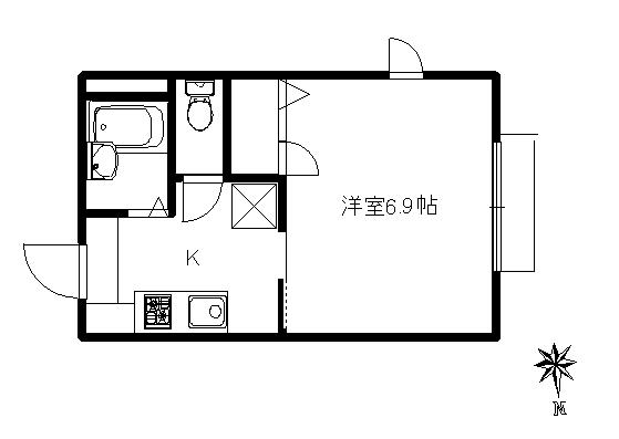 N・Mハウス(1K/2階)の間取り写真