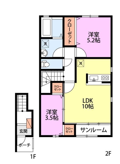 スマルティ 2号棟(2LDK/2階)の間取り写真
